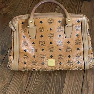 Authentic RARE MCM Gold Stud Medium Bag